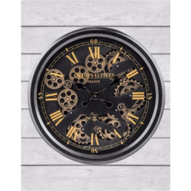 Black and Gold Medium Moving Gears Wall Clock - 52.5cm x 52.5cm - thumbnail 2