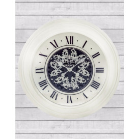 Mirrored Face Antique Style Moving Gears Wall Clock- 80cm x 80cm - thumbnail 2