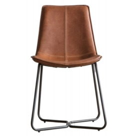 Clearance - Hawking Brown Leather Dining Chair (Sold in Pairs) - D526 - thumbnail 1