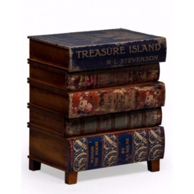 Antiqued Multi Coloured Stacked Childrens Books Side Cabinet