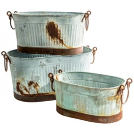 Set of 3 Rustic Planters