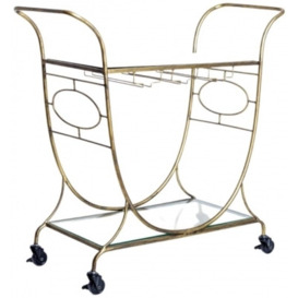Gold and Glass Metal Bar Trolley