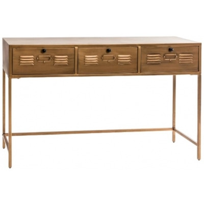 Brushed Antique Gold 3 Drawer Console Table - image 1