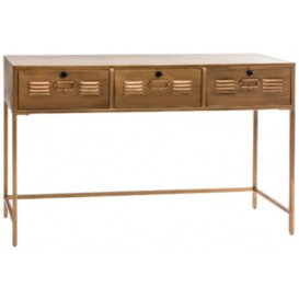 Brushed Antique Gold 3 Drawer Console Table - thumbnail 1