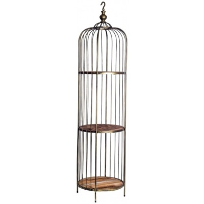 Antique Gold Bird Cage Style Storage Unit with Reclaimed Shelves - image 1