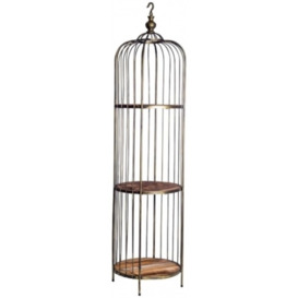 Antique Gold Bird Cage Style Storage Unit with Reclaimed Shelves - thumbnail 1