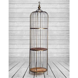 Antique Gold Bird Cage Style Storage Unit with Reclaimed Shelves - thumbnail 2