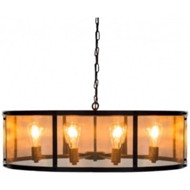 Large Round Black Iron Industrial Chandelier - thumbnail 1