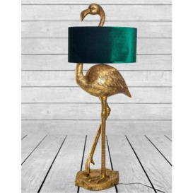 Flamingo Floor Lamp with Green Velvet Shade - thumbnail 2