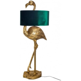Flamingo Floor Lamp with Green Velvet Shade