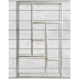 Antique Silver Wall Unit with Mirrored Shelves - 60cm x 100cm - thumbnail 2