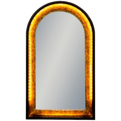 Limehouse Black and Antique Gold Led Lighting Arch Wall Mirror - 71cm x 120cm - image 1