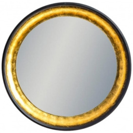 Limehouse Black and Gold Led Lighting Round Wall Mirror - 91cm x 91cm - thumbnail 1