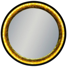 Limehouse Black and Gold Led Lighting Round Wall Mirror - 91cm x 91cm - thumbnail 3