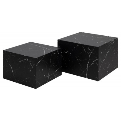Clearance - Diaz Black Marquina Marble Effect Coffee Table (Set of 2) - D581 - image 1