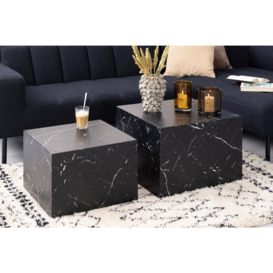 Clearance - Diaz Black Marquina Marble Effect Coffee Table (Set of 2) - D581 - thumbnail 3