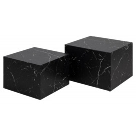 Clearance - Diaz Black Marquina Marble Effect Coffee Table (Set of 2) - D581 - thumbnail 1