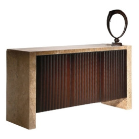 Stone International Espresso Marble and Wood Sideboard - thumbnail 1