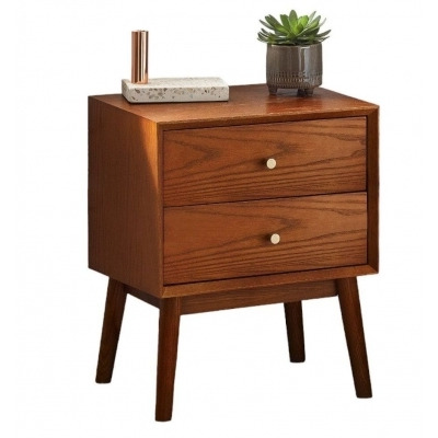 Lowry Cherry Wood 2 Drawer Bedside Cabinet - image 1