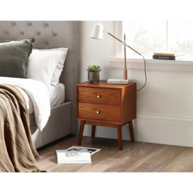 Lowry Cherry Wood 2 Drawer Bedside Cabinet - thumbnail 3