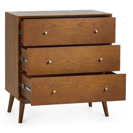 Lowry Cherry Wood 3 Drawer Chest - thumbnail 2