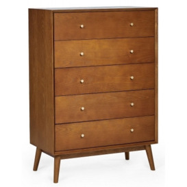 Lowry Cherry Wood 5 Drawer Chest - thumbnail 1