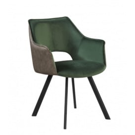 Green Soft Velvet Black Powder Coated Metal Leg Dining Chair (Sold in Pairs)