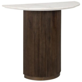 Mayfield Morchana Marble and Brown Fluted Ribbed Half Moon Console Table - thumbnail 3