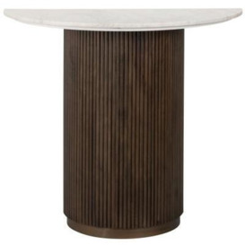 Mayfield Morchana Marble and Brown Fluted Ribbed Half Moon Console Table - thumbnail 1