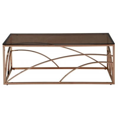 Chic Smoked Glass and Rose Gold Coffee Table - image 1