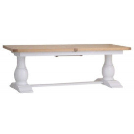 Clairton White 6-8 Seater Extending Dining Table with Pedestal Base - Oak Top