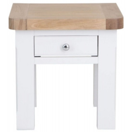 Clairton White 1 Drawer Lamp Table - Oak Top