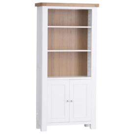 Clairton White 2 Door Display Cabinet - Oak Top - thumbnail 3
