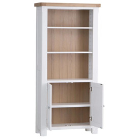 Clairton White 2 Door Display Cabinet - Oak Top - thumbnail 2