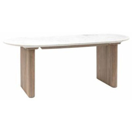 Marmo White Marble Top and Mango Wood 8 Seater Dining Table