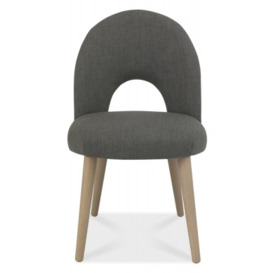 Bentley Designs Dansk Scandi Oak Upholstered Cold Steel Fabric Dining Chair (Sold in Pairs)