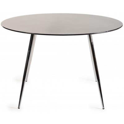 Bentley Designs Christo Black Marble Effect Tempered Glass 4 Seater Round Dining Table - image 1