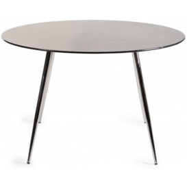 Bentley Designs Christo Black Marble Effect Tempered Glass 4 Seater Round Dining Table - thumbnail 1