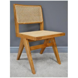Dutch Natural Teak Wood and Rattan Dining Chair (Sold In Pairs)