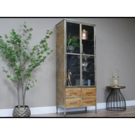 Dutch Wooden 2 Door 4 Drawer Tall Display Cabinet