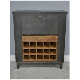 Dutch Industrial Mango Wood and Iron Wine Cabinet