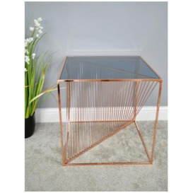 Dutch Tempered Glass Top Side Table - Comes In Copper, Black and Gold Option