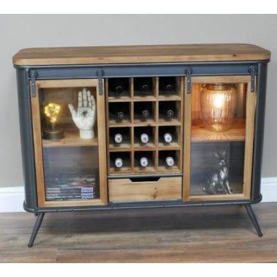 Dutch Metal and Fir Wood 1 Drawer Wine Cabinet - image 1