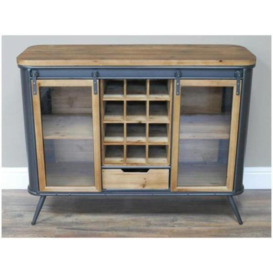 Dutch Metal and Fir Wood 1 Drawer Wine Cabinet - thumbnail 2
