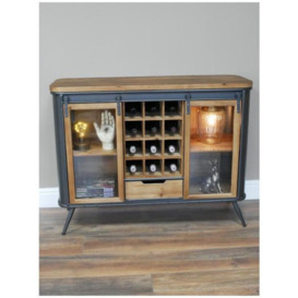 Dutch Metal and Fir Wood 1 Drawer Wine Cabinet - thumbnail 3