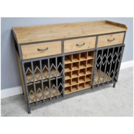 Dutch Metal and Fir Wood 3 Drawer Wine Cabinet - thumbnail 3