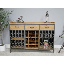 Dutch Metal and Fir Wood 3 Drawer Wine Cabinet