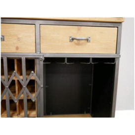 Dutch Metal and Fir Wood 3 Drawer Wine Cabinet - thumbnail 2