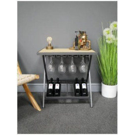Dutch Metal and Fir Wood Wine Side Table