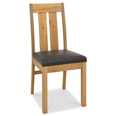 Bentley Designs Turin Light Oak Slatted Brown Faux Leather Dining Chair (Sold in Pairs) - image 1